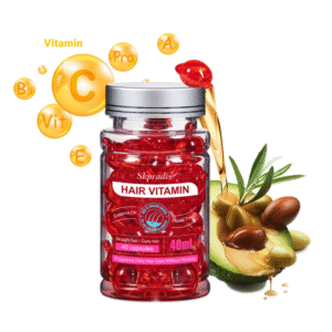 A hair vitamin oil capsule containing Moroccan and avocado oil macadamia nut oil suitable for moisturizing indwelling hair care for ordinary hair rich in vitamin E and vitamin B5 40 capsules