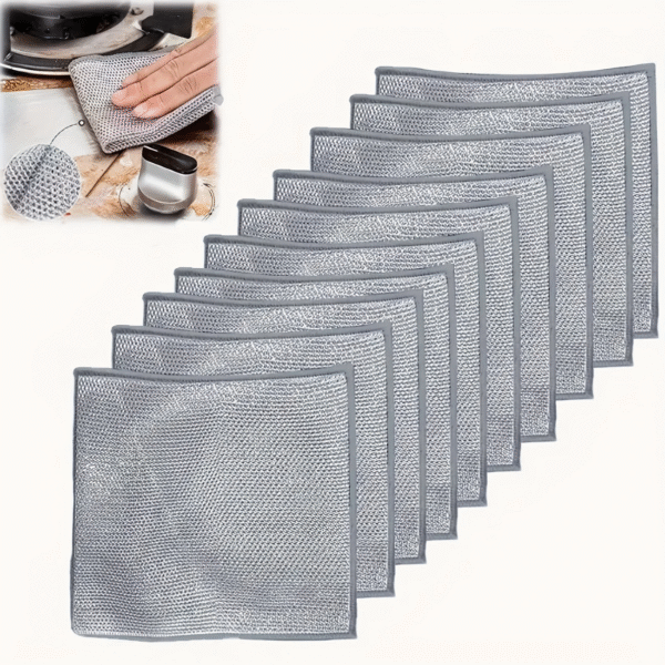 Steel wire cloth  dishwashing cloth  thickened double sided mesh  kitchen specific non stick oil brush  pot silver wire cleaning cloth  steel wire ball