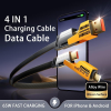 65W Fast Charging 4 in 1 Multiport Cable for iPhone Android USB Type C Charger Cable USB
