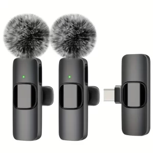 Wireless lavalier microphone with noise cancelling chip, USB-C charging portable microphone suitable for Android/iPhone/computer/laptop - small clip on microphone for podcasting, streaming media, gaming, video conferencing(Free Shipping)