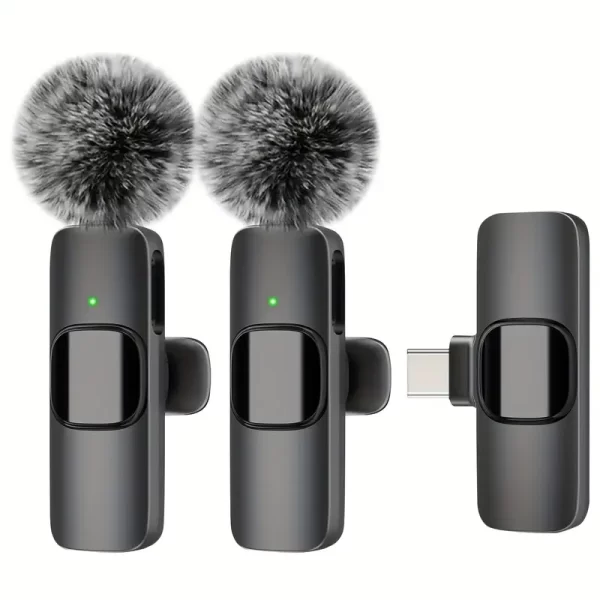 Wireless lavalier microphone with noise cancelling chip, USB-C charging portable microphone suitable for Android/iPhone/computer/laptop - small clip on microphone for podcasting, streaming media, gaming, video conferencing(Free Shipping)