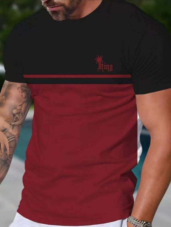 Men's fashionable round neck T-shirt, simple casual striped men's T-shirt, comfortable and breathable fabric, suitable for summer wear（Free Shipping）