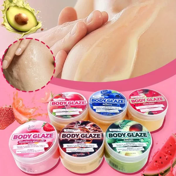 200g Strawberry Wax Body Wax - Moisturizing Body Butter Containing Lamb Fat, Glycerol, Vitamin C - Low Allergy, Suitable for All Skin Types - Long lasting Moisturizing, Soothing and Dry Skin Care (Free Shipping)
