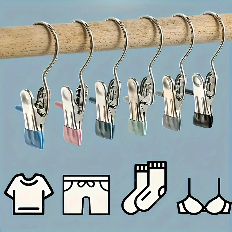 Stainless Steel Hooks - Rust resistant and Durable Laundry Clip&Towel Rack, Space saving Pants and Skirts Clothes Clip, Easter Gift Ideas, Clothes Hooks, Wardrobe Organizing, Fashion Design, Stainless Steel Construction, Drying Clip (Free Shipping)