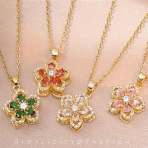 Elegant Golden Rotating Bauhinia Crystal Flower Necklace - Sparkling Pink and Transparent Gems, Alloy Pendant - Ideal Birthday Gift for Girlfriend, Unique Daily and Vacation Accessories, Charm Necklace