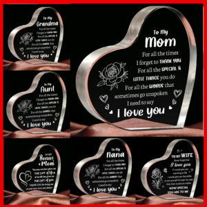 1 piece, heart-shaped transparent acrylic nameplate - perfect holiday gift, desktop decoration gift, suitable for: Mother's Day, Father's Day, graduation gift, birthday, Thanksgiving, Christmas