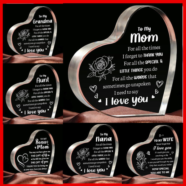 1 piece, heart-shaped transparent acrylic nameplate - perfect holiday gift, desktop decoration gift, suitable for: Mother's Day, Father's Day, graduation gift, birthday, Thanksgiving, Christmas