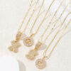 Rock Sugar Full Diamond 26 English Letter Necklace Women's Copper Set with Zircon Plated Real Gold Flower Letter Set