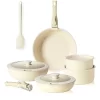 12 piece beige OLIXIS non stick cookware set - home cooking cookware set with detachable handle (free shipping)
