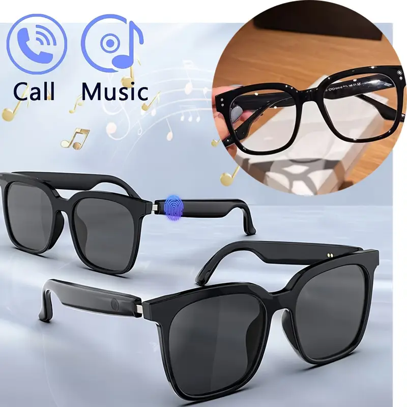 Smart Audio Glasses - Wireless HD Stereo Earphones, Touch and Hands Free Call Function, Anti Blue Light Protection - Suitable for both Men and Women Fashion Glasses, Perfect Gift for Sports and Outdoor Music, Wireless Ear Hanging Earphones, Portable Music Playback, Fashionable Frame, Exquisite Design, Exclusive for Technology Enthusiasts (Free Shipping)