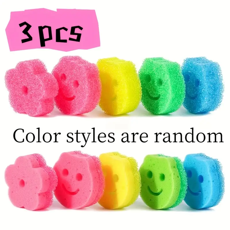 3-Piece Scrubbing - Sponge, Colorful Kitchen Cleaning Sponge Set - Scratch free, heat-resistant, durable commercial dishwashing brush, household kitchen cleaning tool (free shipping)