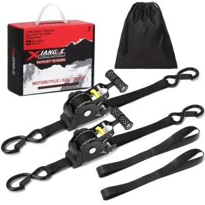 4 Package 1 "x10" automatic retractable ratchet strap -1500 pounds breaking strength, soft handle, soft ring, hook lock and storage bag, used for securing goods, motorcycle transportation and towing (free shipping)