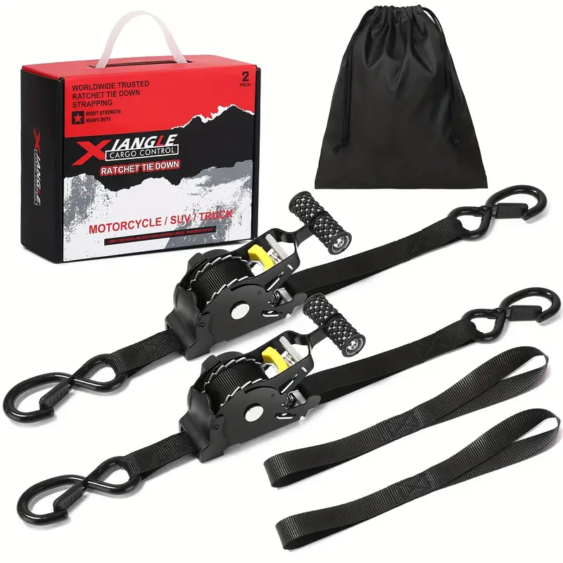 4 Package 1 "x10" automatic retractable ratchet strap -1500 pounds breaking strength, soft handle, soft ring, hook lock and storage bag, used for securing goods, motorcycle transportation and towing (free shipping)