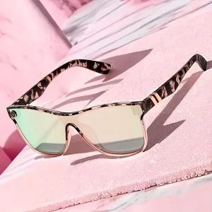 2025 fashionable women's turtle shell patterned flat top sunglasses, featuring a lightweight polycarbonate frame and durable AC lenses, perfect for daily casual wear and leisure activities (free shipping)