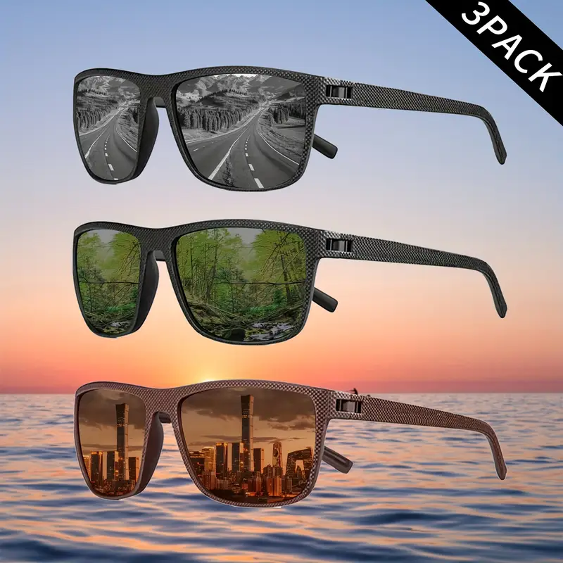 3 pairs of polarized sunglasses for men and women, lightweight classic square men's sports sunglasses, UV resistant, used for cycling, driving, running, fishing (free shipping)