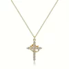 Full Diamond Crown Cross Necklace, Women's High Grade, Light Luxury Cross, Titanium Steel Lock Chain (Free Shipping)
