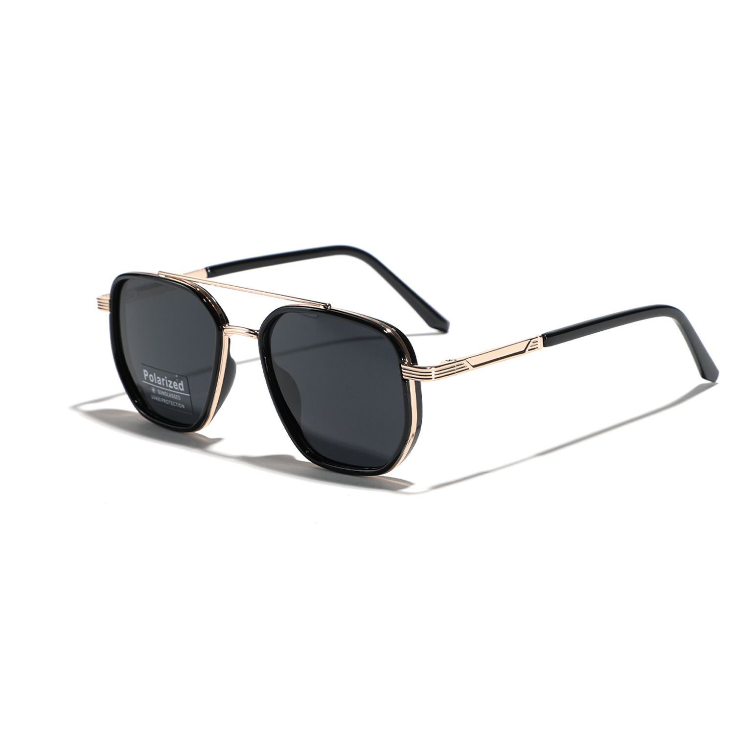 Men's Retro Polarized TR90 Square Flat Top Fashion Glasses - Double Bridge Metal Frame, Scratch resistant Polycarbonate Lens Box, Outdoor, Vacation, and Professional Use, Modern Touch Goggles, Impact resistant High Quality Glasses (Free Shipping)