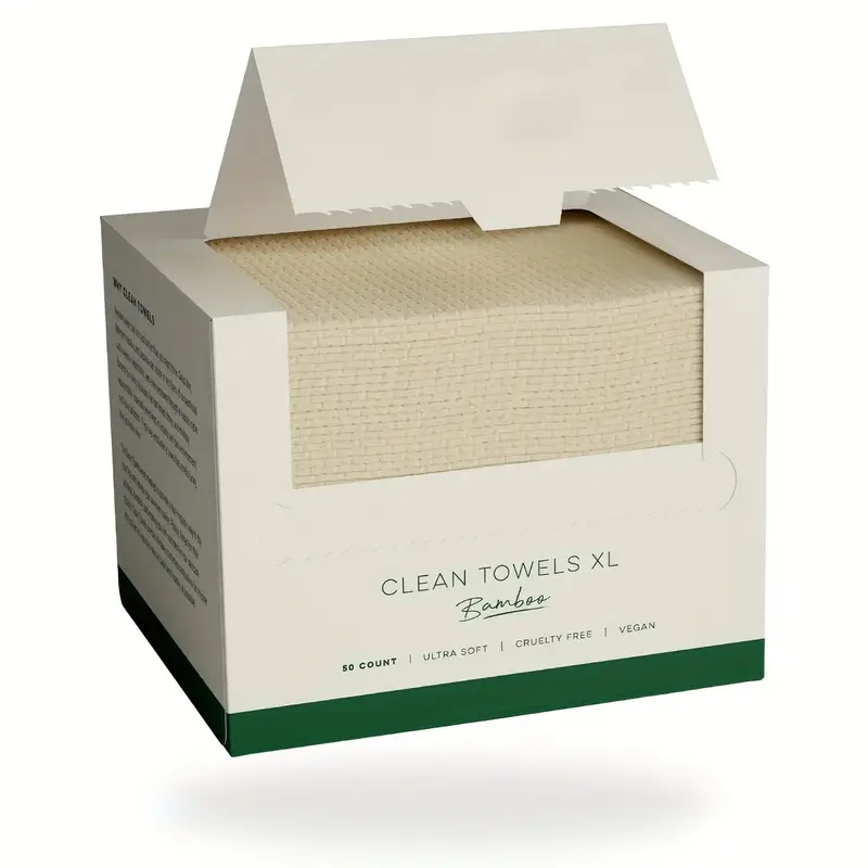 50 bamboo fiber cleaning towels -100% USDA bio based disposable facial wipes, super soft makeup removal dry wipe, BPA free and essence free, suitable for all skin colors, men and women, 1 package, daily cleaning, simple packaging, mild skin care, portable travel wipes (mail)