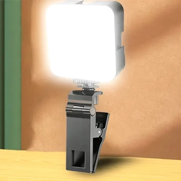 Portable LED selfie light with clip on design, suitable for cameras, mobile phones, laptops, and tablets (free shipping)