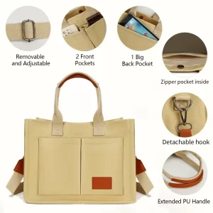 Canvas women's chic shoulder bag and diagonal backpack - spacious multi pocket design, ideal daily accessories and perfect gift choice (free shipping)