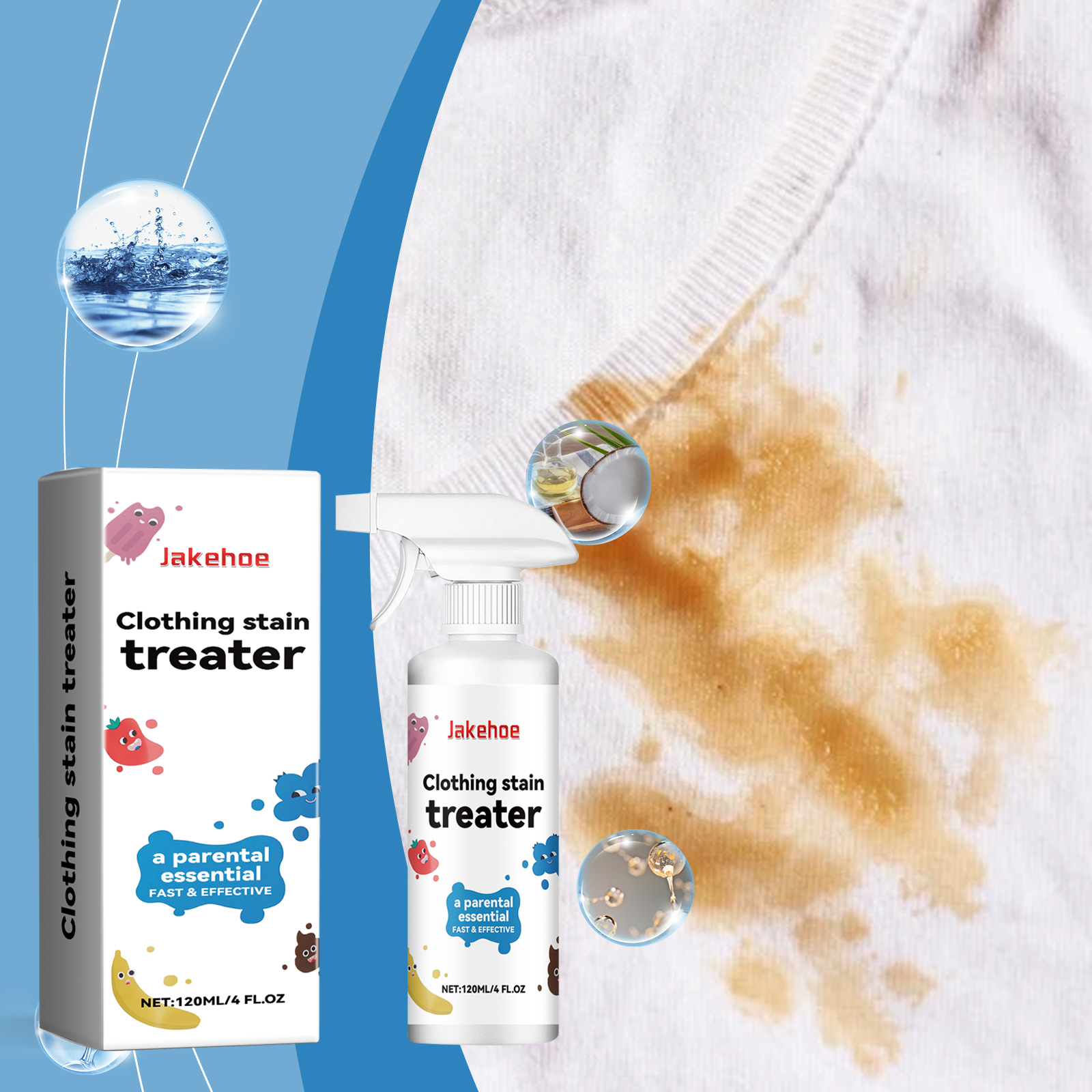 Clothes decontamination spray care clothing oil stains mild clean fragrance soft clothing (mail)