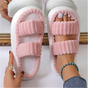 Women's home slippers with solid color stripes, ultra light outsole, home casual slippers, mother's slippers, student slippers (free shipping)
