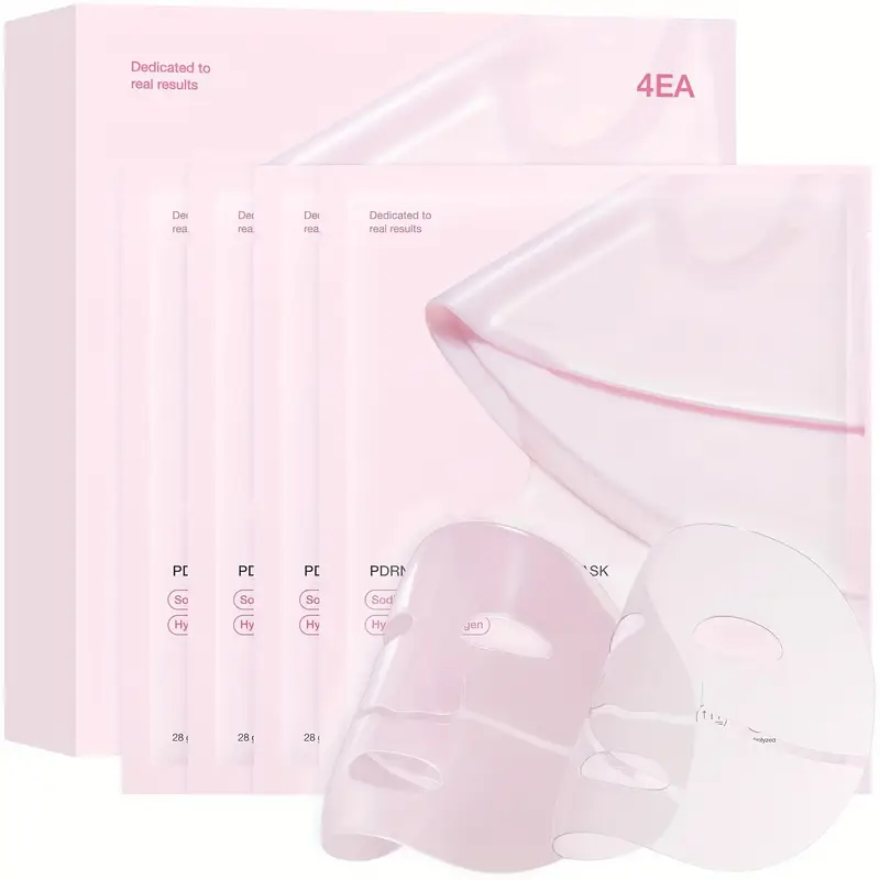 Full sexy 4-piece Salmon DNA PDRN Pink Collagen Jelly facial mask | Moisturizing and Firming Night facial mask, creating glassy luster, light beige, suitable for all skin types (mail included)