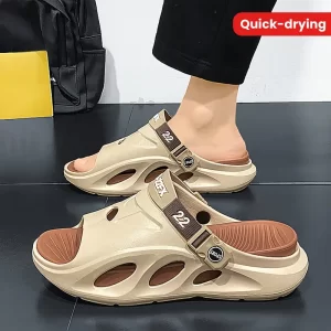One word drag men's summer new thick massage soft soled slippers trendy and versatile couple wearing wear-resistant cool slippers (free shipping)