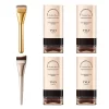 2-in-1 concealer foundation make-up stick set includes 2 advanced brushes, durable, skin friendly formula, portable cosmetic bag, daily wear, professional makeup (package mail)