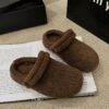 Thick soled outer fur slippers for women with plush warm flat bottom, one shoe for two snow cotton slippers (free shipping)